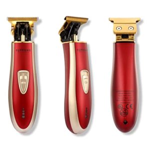 supreme trimmer hair trimmer st5220 beard trimmer for men, professional barber liner cordless hair clipper – red t-shaper li