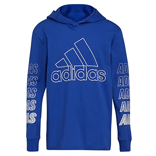 adidas Boys' Long Sleeve Innovation Hooded Tee, Team Royal Blue, Large (14/16)