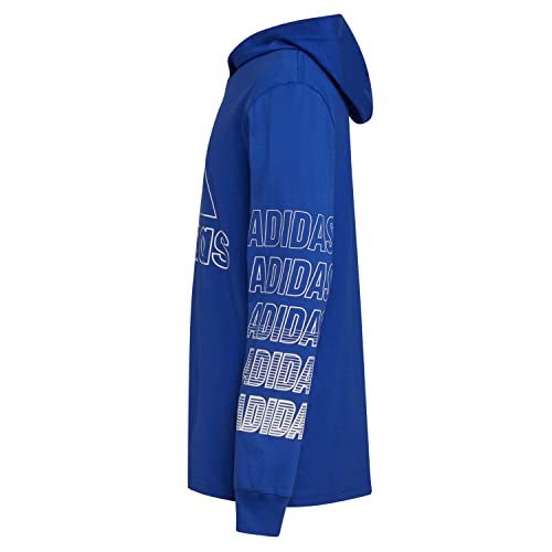 adidas Boys' Long Sleeve Innovation Hooded Tee, Team Royal Blue, Large (14/16)