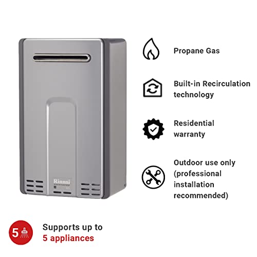 Rinnai RL94eP Non-Condensing Propane Tankless Water Heater, Outdoor Installation, Up to 9.8 GPM