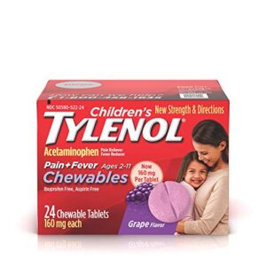 tylenol children’s chewables, 160 mg acetaminophen for pain & fever relief, grape,2 * 24 ct (48 ct)