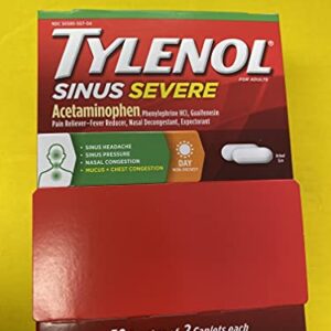 Tylenol Sinus Severe 50 packs of 2 Caplets in Each pack, Dispenser Pouch Box