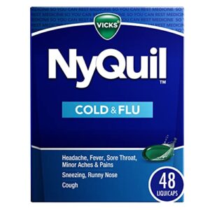 vicks nyquil liquicaps, nighttime relief of cough, cold & flu relief, sore throat, fever, & congestion relief, 48 liquicaps