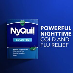 Vicks NyQuil LiquiCaps, Nighttime Relief of Cough, Cold & Flu Relief, Sore Throat, Fever, & Congestion Relief, 48 LiquiCaps