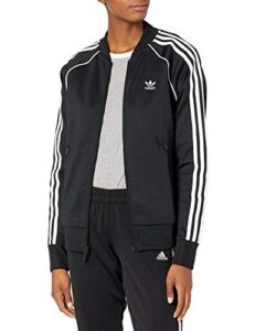 adidas originals womens superstar track primeblue jacket, black/white, medium us