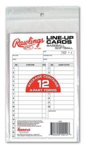 rawlings | system-17 lineup card refill pack | baseball/softball | four-part lineup cards