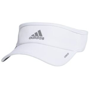 adidas women’s superlite performance visor, white/silver reflective, one size