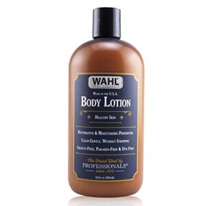 wahl body lotion with essential oils, hydroxy acid and ceramides to exfoliate, restore, moisturize all skin types – 24 oz – model 805606a