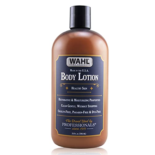 Wahl Body Lotion with Essential Oils, Hydroxy Acid and Ceramides to Exfoliate, Restore, Moisturize All Skin Types – 24 Oz - Model 805606A