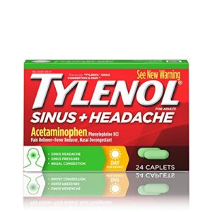 tylenol sinus + headache non-drowsy daytime caplets with acetaminophen & phenylephrine hcl, 24 ct