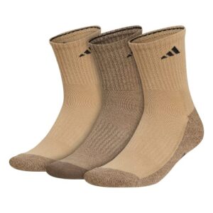 adidas men’s cushioned x 3 mid-crew socks (3-pair), beige tone/blanch cargo/black, large