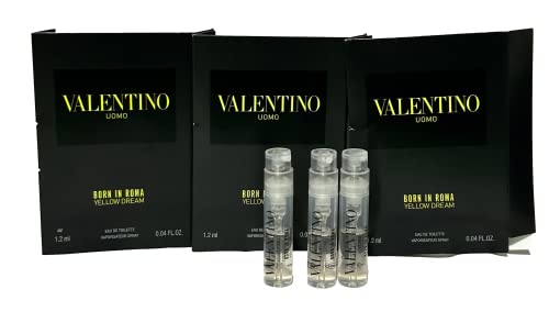 Valentino Uomo Born In Roma Yellow Dream Men Sample Spray Vial Eau De Toilette EDT Perfume (Set of 3)