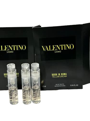 Valentino Uomo Born In Roma Yellow Dream Men Sample Spray Vial Eau De Toilette EDT Perfume (Set of 3)