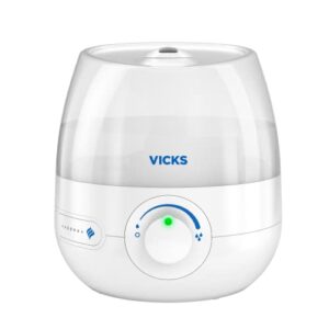 vicks mini filter free cool mist humidifier, small room – variable mist control – works with vicks vapopads