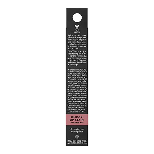 e.l.f. Cosmetics Glossy Lip Stain, Lightweight, Long-Wear Lip Stain For A Sheer Pop Of Color & Subtle Gloss Effect, Pinkies Up