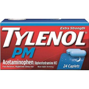 tylenol pm extra strength pain reliever / nighttime sleep-aid caplets, 24 ct (pack of 2)