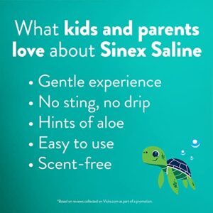 Vicks Sinex, Children's Saline Nasal Spray, Drug Free Ultra Fine Mist with Hint of Aloe, Ages 1+, Fast Everyday Stuffy Nose Relief for Kids, Clear Mucus from a Cold or Allergy, 5 OZ x 2