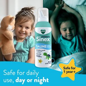 Vicks Sinex, Children's Saline Nasal Spray, Drug Free Ultra Fine Mist with Hint of Aloe, Ages 1+, Fast Everyday Stuffy Nose Relief for Kids, Clear Mucus from a Cold or Allergy, 5 OZ x 2