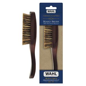 wahl large handled beard brush with 100% boar bristles with firm natural hair for grooming & styling – wood handle for beards, mustaches, skin & hair care – model 3347