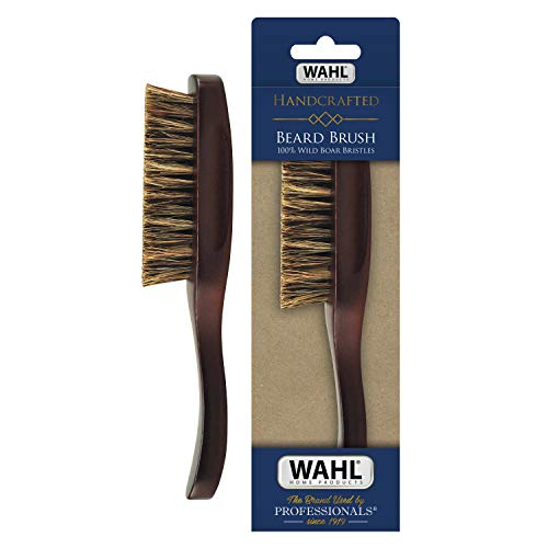 Wahl Large Handled Beard Brush with 100% Boar Bristles with Firm Natural Hair for Grooming & Styling – Wood Handle for Beards, Mustaches, Skin & Hair Care – Model 3347