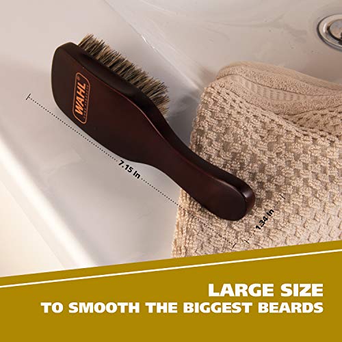 Wahl Large Handled Beard Brush with 100% Boar Bristles with Firm Natural Hair for Grooming & Styling – Wood Handle for Beards, Mustaches, Skin & Hair Care – Model 3347