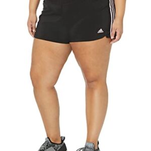 adidas Women's Pacer 3-Stripes Woven Shorts, Black/Clear Pink, XX-Large