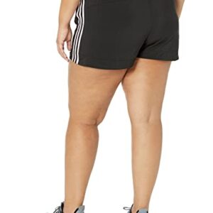 adidas Women's Pacer 3-Stripes Woven Shorts, Black/Clear Pink, XX-Large