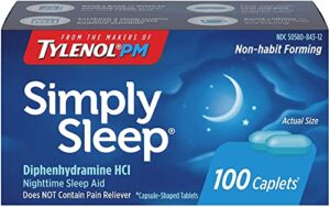 tylenol pm simply sleep nighttime sleep aid (25 mg), 100-count caplets (pack of 3)