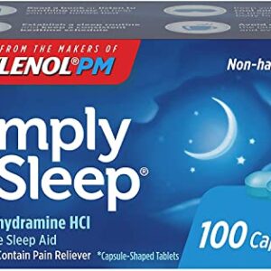 Tylenol PM Simply Sleep Nighttime Sleep Aid (25 mg), 100-Count Caplets (Pack of 3)