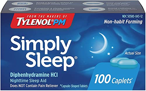 Tylenol PM Simply Sleep Nighttime Sleep Aid (25 mg), 100-Count Caplets (Pack of 3)