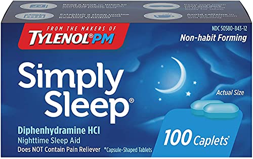 Tylenol PM Simply Sleep Nighttime Sleep Aid (25 mg), 100-Count Caplets (Pack of 3)