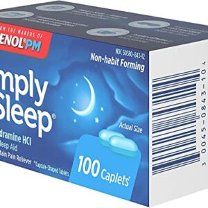 Tylenol PM Simply Sleep Nighttime Sleep Aid (25 mg), 100-Count Caplets (Pack of 3)