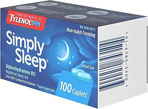 Tylenol PM Simply Sleep Nighttime Sleep Aid (25 mg), 100-Count Caplets (Pack of 3)