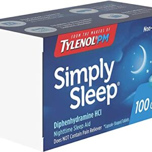 Tylenol PM Simply Sleep Nighttime Sleep Aid (25 mg), 100-Count Caplets (Pack of 3)