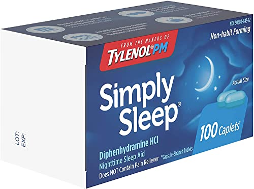 Tylenol PM Simply Sleep Nighttime Sleep Aid (25 mg), 100-Count Caplets (Pack of 3)