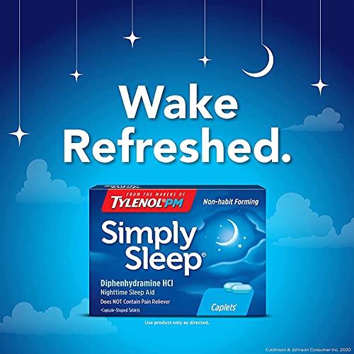 Tylenol PM Simply Sleep Nighttime Sleep Aid (25 mg), 100-Count Caplets (Pack of 3)