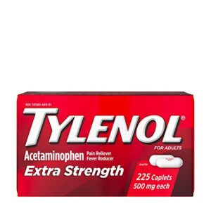 tylenol extra strength caplets with 500 mg acetaminophen, pain reliever & fever reducer, 225 ct