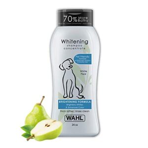 wahl whitening shampoo white pear scent for pets – whitening & animal odor control with silky smooth results for grooming dirty dogs – 24 oz – model 820001a