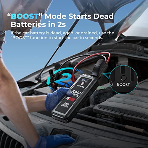 Car Battery Charger Jump Starter, TOPDON 2000A Peak Battery Jump Starter for Up to 8L Gas/6L Diesel Engines, 12V Portable Battery Booster Jump Starter Pack with Jumper Cables and EVA Protection Case