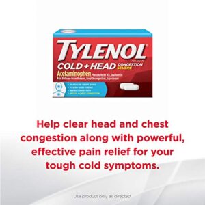 Tylenol Cold + Head Congestion Severe Medicine Caplets for Fever, Pain & Congestion Relief, 24 ct.