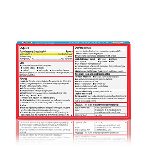 Tylenol Cold + Head Congestion Severe Medicine Caplets for Fever, Pain & Congestion Relief, 24 ct.