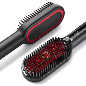 2023 upgraded hair straightener brush | tymo ionic plus straightening brush with 16 temps, 30s heat-up, dual voltage | brush straightener for women | heated styling brush for thick curly hair