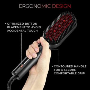 2023 Upgraded Hair Straightener Brush | TYMO Ionic Plus Straightening Brush with 16 Temps, 30s Heat-up, Dual Voltage | Brush Straightener for Women | Heated Styling Brush for Thick Curly Hair