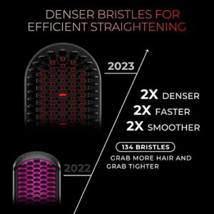 2023 Upgraded Hair Straightener Brush | TYMO Ionic Plus Straightening Brush with 16 Temps, 30s Heat-up, Dual Voltage | Brush Straightener for Women | Heated Styling Brush for Thick Curly Hair