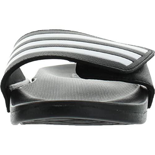 adidas Unisex Adilette Comfort Adjustable Slides Sandal, Black/White/Black, 9 US Men