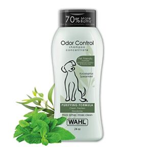 wahl odor control shampoo for dogs & pets – eucalyptus & spearmint animal deodorizer for cleaning & freshening – 24 oz – model 820003a