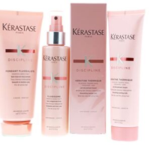 Kerastase Discipline Frizzy Hair Kit, Keratin Thermique 5.1 Oz, Discipline Fluidissime 5.1 Oz & Kerastase Fondant Fluidealiste 6.8 Oz