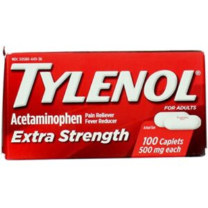 tylenol extra strength caplets, 500mg – 100 ct, pack of 4