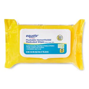 equate flushable hemorrhoidal medicated wipes, 48 count, with witch hazel, 50% (pack of 3)