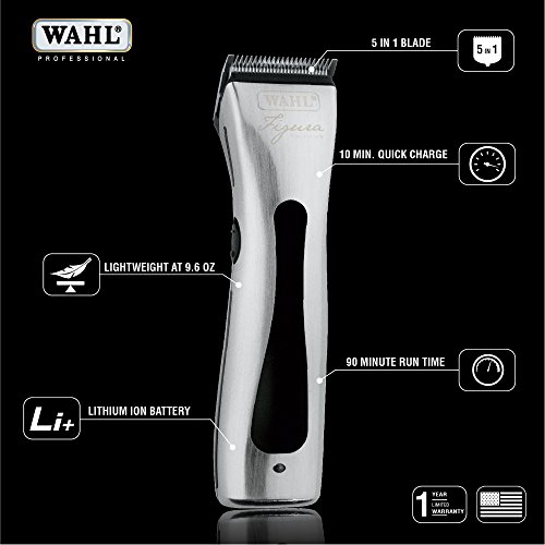 WAHL Professional Animal Figura Pet, Dog, and Horse Cordless Clipper Kit, Chrome (#8868)